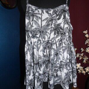 TORRID GOTH BOHO PRAIRY BLACK WHITE PALMTREE CHIFFON BABYDOLL TOP 3 3X 22 24